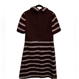 Vintage Burgundy Stripe Poly Dress